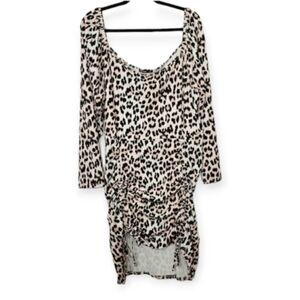Shein Animal Leppard Print Dress Pullover Longsleeve Adjustable Strap Hem size 4